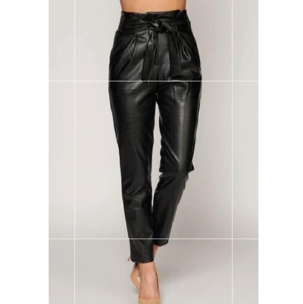 Black fux leather pants